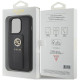 Guess iPhone 15 Pro Grip Stand 4G Saffiano Strass Logo Θήκη με Επένδυση Συνθετικού Δέρματος και Stand - Black - GUHCP15LPGSSADK