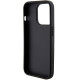 Guess iPhone 15 Pro Max Grip Stand 4G Saffiano Strass Logo Θήκη με Επένδυση Συνθετικού Δέρματος και Stand - Black - GUHCP15XPGSSADK