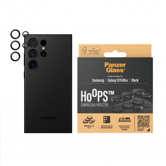 PanzerGlass Samsung Galaxy S24 Ultra Hoops Camera Lens Protector Αντιχαρακτικό Γυαλί για την Κάμερα - Black
