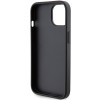 Guess iPhone 15 Grip Stand 4G Triangle Strass Logo Θήκη με Επένδυση Συνθετικού Δέρματος και Stand - Black - GUHCP15SPGS4TDK