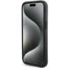 Guess iPhone 15 Grip Stand 4G Triangle Strass Logo Θήκη με Επένδυση Συνθετικού Δέρματος και Stand - Black - GUHCP15SPGS4TDK