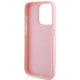 Guess iPhone 15 Pro Saffiano Iridescent Script Σκληρή Θήκη με Επένδυση Συνθετικού Δέρματος και Πλαίσιο Σιλικόνης - Pink - GUHCP15LPSAIRSP