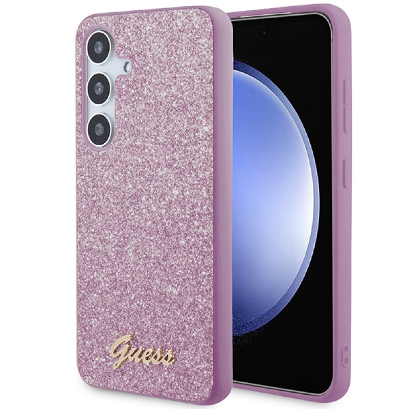 Guess Samsung Galaxy S24 Glitter Script Σκληρή Θήκη με Πλαίσιο Σιλικόνης - Purple - GUHCS24SHGGSHU