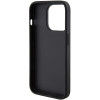 Guess iPhone 15 Pro Grip Stand 4G Triangle Strass Logo Θήκη με Επένδυση Συνθετικού Δέρματος και Stand - Black - GUHCP15LPGS4TDK