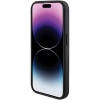 Guess iPhone 15 Pro Grip Stand 4G Triangle Strass Logo Θήκη με Επένδυση Συνθετικού Δέρματος και Stand - Black - GUHCP15LPGS4TDK