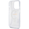 Guess iPhone 15 Pro Max Ring Stand Script Glitter Magsafe Σκληρή Θήκη με Πλαίσιο Σιλικόνης και MagSafe / Stand - Clear - GUHMP15XHRSGSD