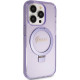 Guess iPhone 15 Pro Max Ring Stand Script Glitter Magsafe Σκληρή Θήκη με Πλαίσιο Σιλικόνης και MagSafe / Stand - Purple - GUHMP15XHRSGSU