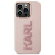 Karl Lagerfeld iPhone 15 Pro - 3D Rubber Glitter Logo Σκληρή Θήκη με Πλαίσιο Σιλικόνης - Pink - KLHCP15L3DMBKCP