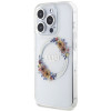 Guess iPhone 15 Pro IML Flowers Wreatch MagSafe Σκληρή Θήκη με Πλαίσιο Σιλικόνης και MagSafe - Διάφανη - GUHMP15LHFWFCT