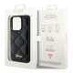 Guess iPhone 15 Pro Max - Quilted Metal Logo Θήκη με Επένδυση Συνθετικού Δέρματος - Black - GUHCP15XPSQSQSK