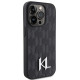 Karl Lagerfeld iPhone 15 Pro Max - Leather Monogram Hot Stamp Metal Logo Σκληρή Θήκη με Επένδυση Συνθετικού Δέρματος και Πλαίσιο Σιλικόνης - Black - KLHCP15XPKLPKLK