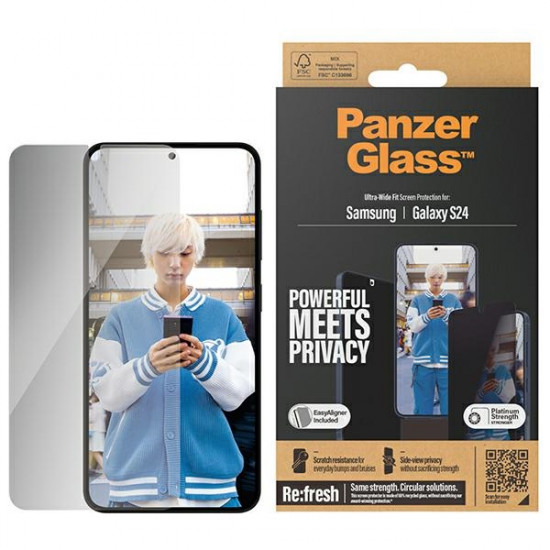PanzerGlass Samsung Galaxy S24 - Ultra-Wide Fit Privacy Easy Aligner Αντιχαρακτικό Γυαλί Οθόνης - Black