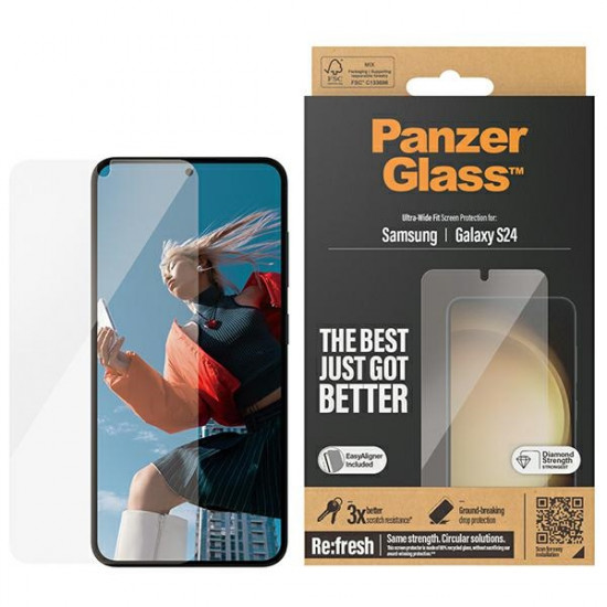 PanzerGlass Samsung Galaxy S24 - Ultra-Wide Fit Easy Aligner Case Friendly Αντιχαρακτικό Γυαλί Οθόνης - Διάφανο