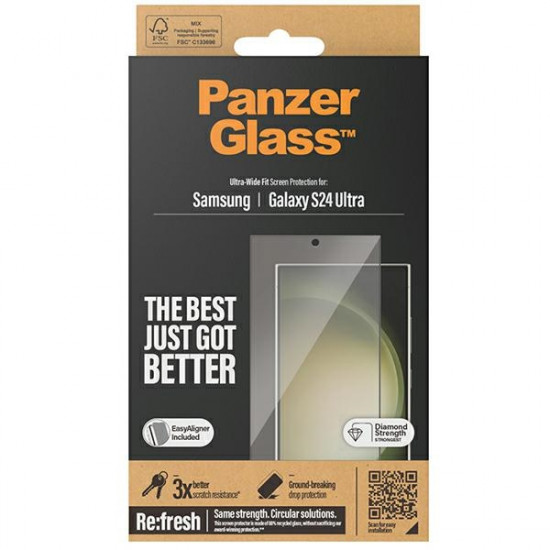 PanzerGlass Samsung Galaxy S24 Ultra - Ultra-Wide Fit Easy Aligner Case Friendly Αντιχαρακτικό Γυαλί Οθόνης - Διάφανο