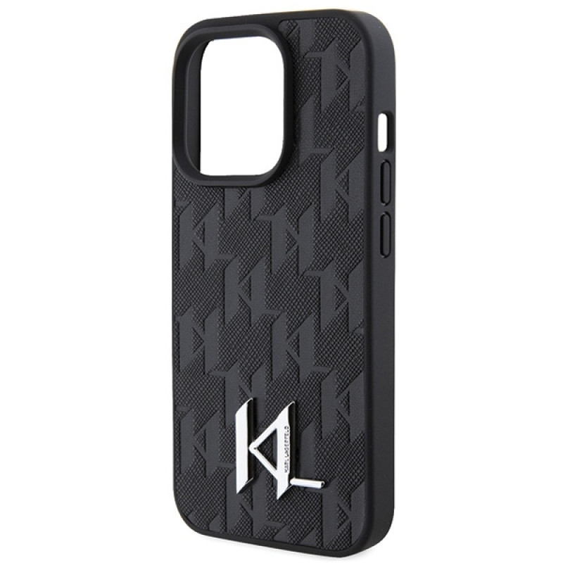 Karl Lagerfeld iPhone 15 Pro - Leather Monogram Hot Stamp Metal Logo Σκληρή Θήκη με Επένδυση Συνθετικού Δέρματος και Πλαίσιο Σιλικόνης - Black - KLHCP15PPKLPKLK Karl Lagerfeld iPhone 15 Pro - Leather Monogram Hot Stamp Metal Logo Σκληρή Θήκη με Επένδυση Συνθετικού Δέρματος και Πλαίσιο Σιλικόνης - Black - KLHCP15PPKLPKLK