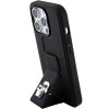 Karl Lagerfeld iPhone 15 Pro - Gripstand Saffiano Karl and Choupette Pin Σκληρή Θήκη με Επένδυση Συνθετικού Δέρματος και Stand - Black - KLHCP15LGSAKCPK