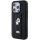 Karl Lagerfeld iPhone 15 Pro - Gripstand Saffiano Karl and Choupette Pin Σκληρή Θήκη με Επένδυση Συνθετικού Δέρματος και Stand - Black - KLHCP15LGSAKCPK