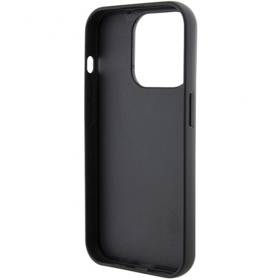 Karl Lagerfeld iPhone 15 Pro Max - Gripstand Saffiano Choupette Pin Σκληρή Θήκη με Επένδυση Συνθετικού Δέρματος και Stand - Black - KLHCP15XGSACHPK