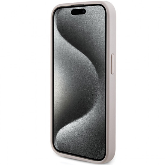Guess iPhone 15 Pro Max - 4G Collection Leather Metal Logo MagSafe Θήκη με Επένδυση Συνθετικού Δέρματος και MagSafe - Pink - GUHMP15XG4GFRP