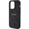 Guess iPhone 15 Pro - 4G Collection Leather Metal Logo MagSafe Θήκη με Επένδυση Συνθετικού Δέρματος και MagSafe - Black - GUHMP15LG4GFRK