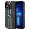 Guess iPhone 15 Pro Max - 4G Printed Stripes MagSafe Θήκη με Επένδυση Συνθετικού Δέρματος - Black - GUHMP15XP4RPSK