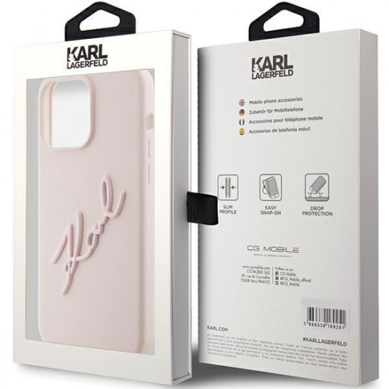 Karl Lagerfeld iPhone 15 Pro Silicone Karl Script Θήκη Σιλικόνης - Pink - KLHCP15LSKSBMCP