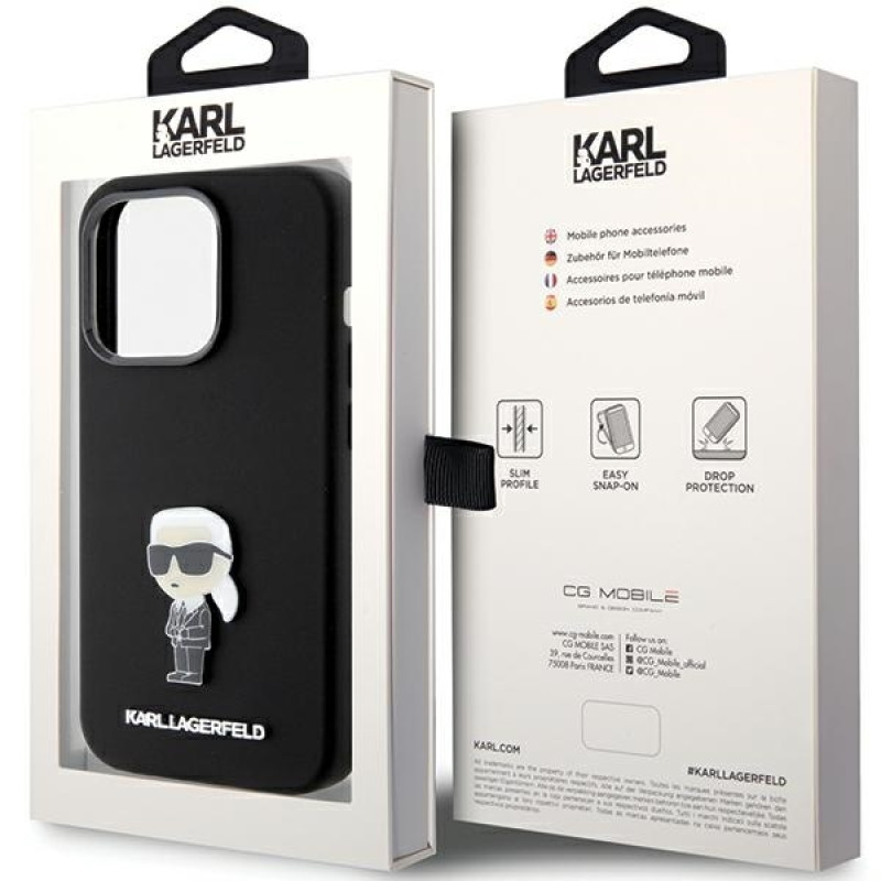 Karl Lagerfeld iPhone 15 Pro Max - Silicone Ikonik Metal Pin Σκληρή Θήκη με Πλαίσιο Σιλικόνης - Black - KLHCP15XSMHKNPK Karl Lagerfeld iPhone 15 Pro Max - Silicone Ikonik Metal Pin Σκληρή Θήκη με Πλαίσιο Σιλικόνης - Black - KLHCP15XSMHKNPK