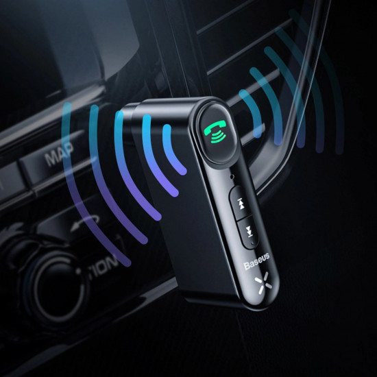 Baseus Type 7 AUX Wireless Receiver Overseas Edition Bluetooth 5.0 για Αναπαραγωγή Μουσικής / Κλήσεις στο Αυτοκίνητο - Black - BSBA-02