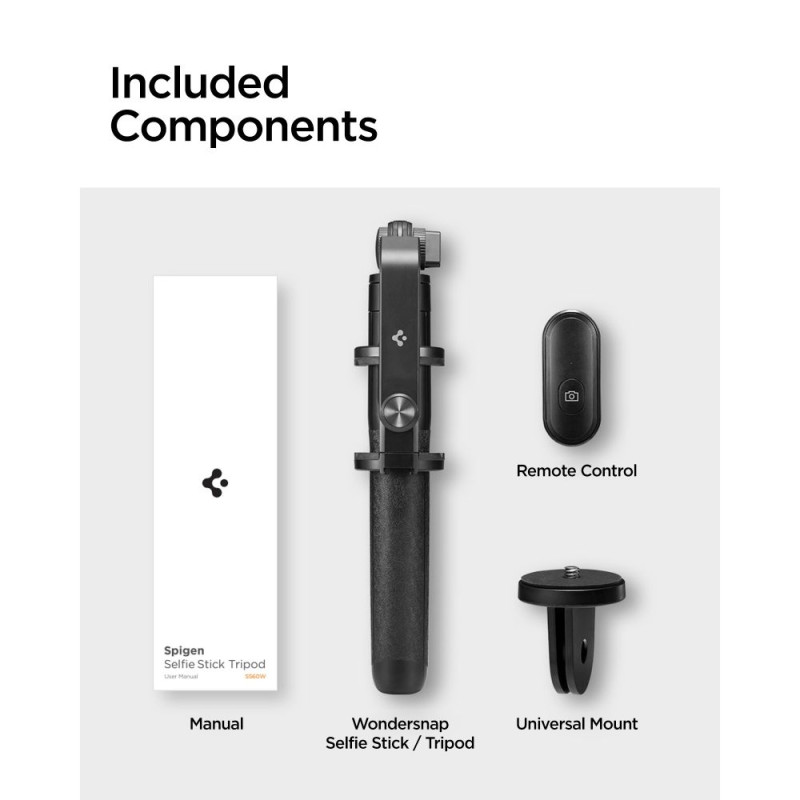 Spigen S560W Bluetooth Selfie Stick Τρίποδο με Τηλεχειριστήριο - Black Spigen S560W Bluetooth Selfie Stick Τρίποδο με Τηλεχειριστήριο - Black