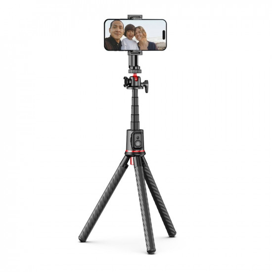 Tech-Protect L07S Ασύρματο Selfie Stick με Τρίποδο με Εύκαμπτα Πόδια και Τηλεχειριστήριο Bluetooth - Black