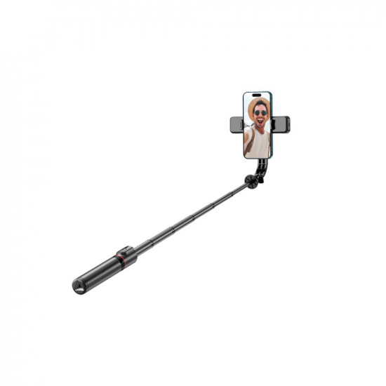 Tech-Protect L05S Ασύρματο Selfie Stick Τρίποδο με Τηλεχειριστήριο Bluetooth και Ενσωματωμένη Λάμπα LED - Black