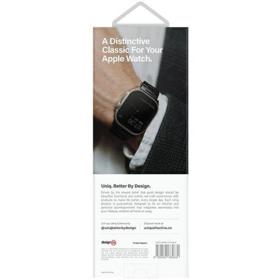UNIQ Λουράκι Apple Watch 2 / 3 / 4 / 5 / 6 / 7 / 8 / 9 / SE / ULTRA / ULTRA 2 - 42 / 44 / 45 / 49mm από Ανοξείδωτο Ατσάλι Osta - Black