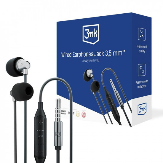 3MK Wired Earphones Handsfree Ακουστικά με Ενσωματωμένο Μικρόφωνο - Black