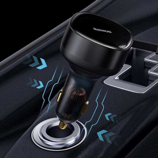 Baseus Enjoyment Retractable 2-in-1 Fast Car Charger Φορτιστής Αυτοκινήτου με 2 Ενσωματωμένα Καλώδια Type-C 33W - Black - C00035500111-00