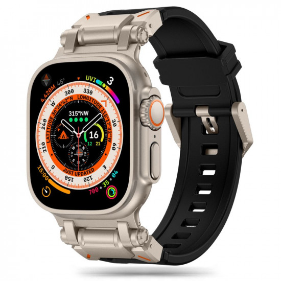 Tech-Protect Λουράκι Apple Watch 2 / 3 / 4 / 5 / 6 / 7 / 8 / 9 / SE / ULTRA / ULTRA 2 - 42 / 44 / 45 / 49 mm Delta Pro Λαστιχένιο - Black / Titanium
