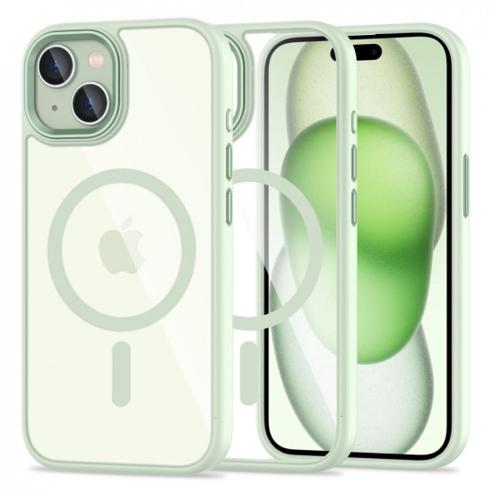 Tech-Protect iPhone 15 MagMat Σκληρή Θήκη με Πλαίσιο Σιλικόνης και MagSafe - Green / Διάφανη