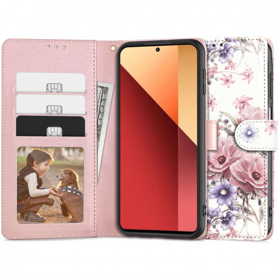 Tech-Protect Xiaomi Redmi Note 13 Pro 4G Θήκη Πορτοφόλι Stand από Δερματίνη - Blossom Flower