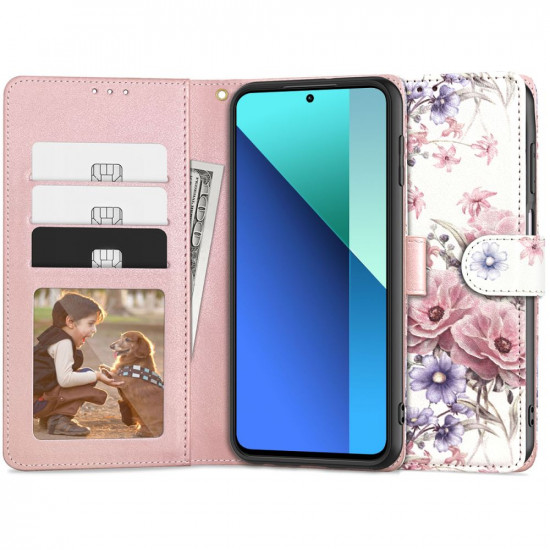 Tech-Protect Xiaomi Redmi Note 13 4G Θήκη Πορτοφόλι Stand από Δερματίνη - Blossom Flower