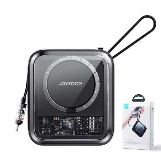Joyroom JR-L007 Icy Series 22.5W Ασύρματο Power Bank με MagSafe 10000mAh με 1 Θύρα Type-C και Ενσωματωμένο Καλώδιο Lightning - Βlack