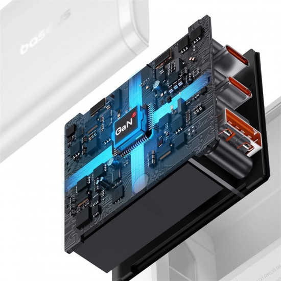 Baseus Cube Pro GaN 65W Οικιακός Φορτιστής Γρήγορης Φόρτισης με 2 Θύρες Type-C και 1 Θύρα USB - White - P10152301213-00