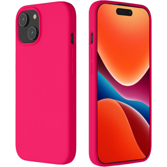 Kalibri iPhone 15 Θήκη Σιλικόνης Rubberized TPU - Neon Pink
