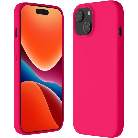 Kalibri iPhone 15 Θήκη Σιλικόνης Rubberized TPU - Neon Pink
