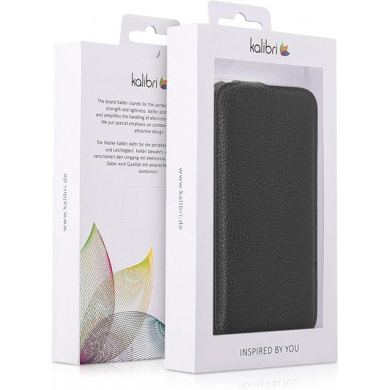 Kalibri iPhone 15 Pro Θήκη Flip από Γνήσιο Δέρμα - Black 