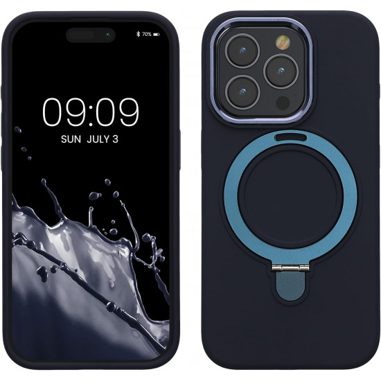 Kalibri iPhone 15 Pro Θήκη Σιλικόνης με MagSafe / Stand - Dark Blue