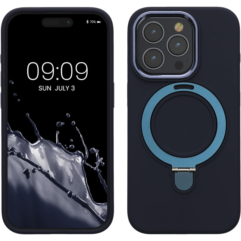 Kalibri iPhone 15 Pro Θήκη Σιλικόνης με MagSafe / Stand - Dark Blue