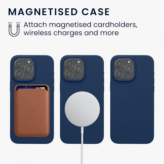 KW iPhone 15 Pro Max Θήκη Σιλικόνης Rubber TPU με MagSafe - Navy Blue