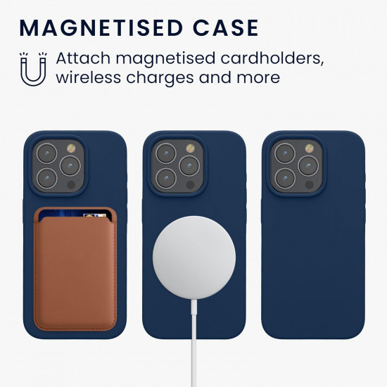 KW iPhone 15 Pro Θήκη Σιλικόνης Rubber TPU με MagSafe - Navy Blue