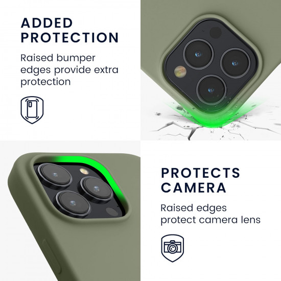 KW iPhone 15 Pro Θήκη Σιλικόνης Rubberized TPU - Grey Green