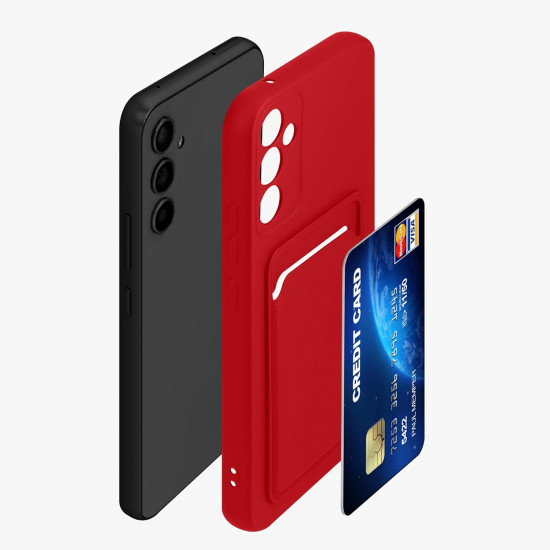 KW Samsung Galaxy A34 5G Θήκη Σιλικόνης TPU με Υποδοχή για Κάρτα - Red