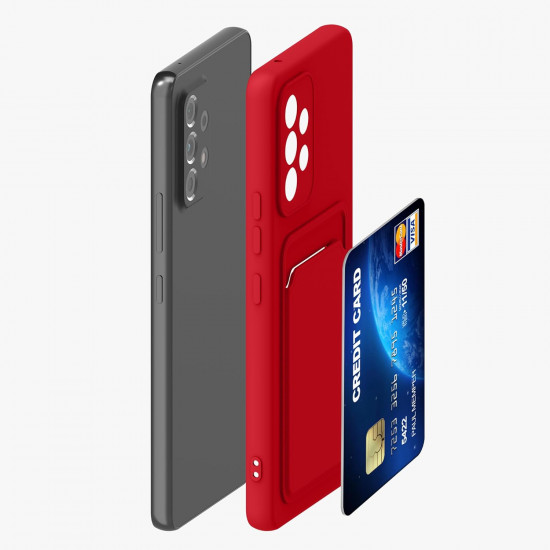 KW Samsung Galaxy A53 5G Θήκη Σιλικόνης TPU με Υποδοχή για Κάρτα - Red